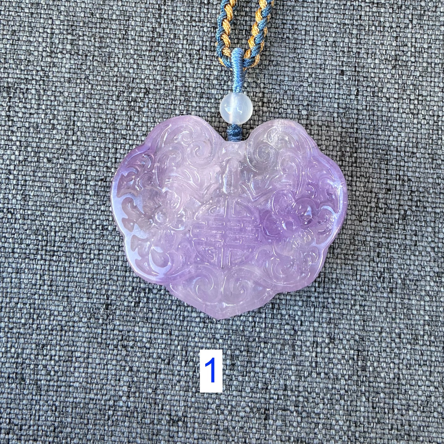 Purple Flora Lock Pendant Rope Necklace - Amethyst