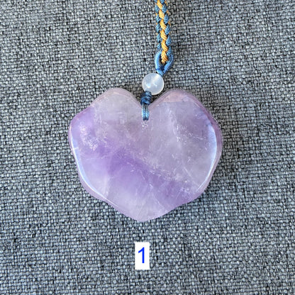Purple Flora Lock Pendant Rope Necklace - Amethyst