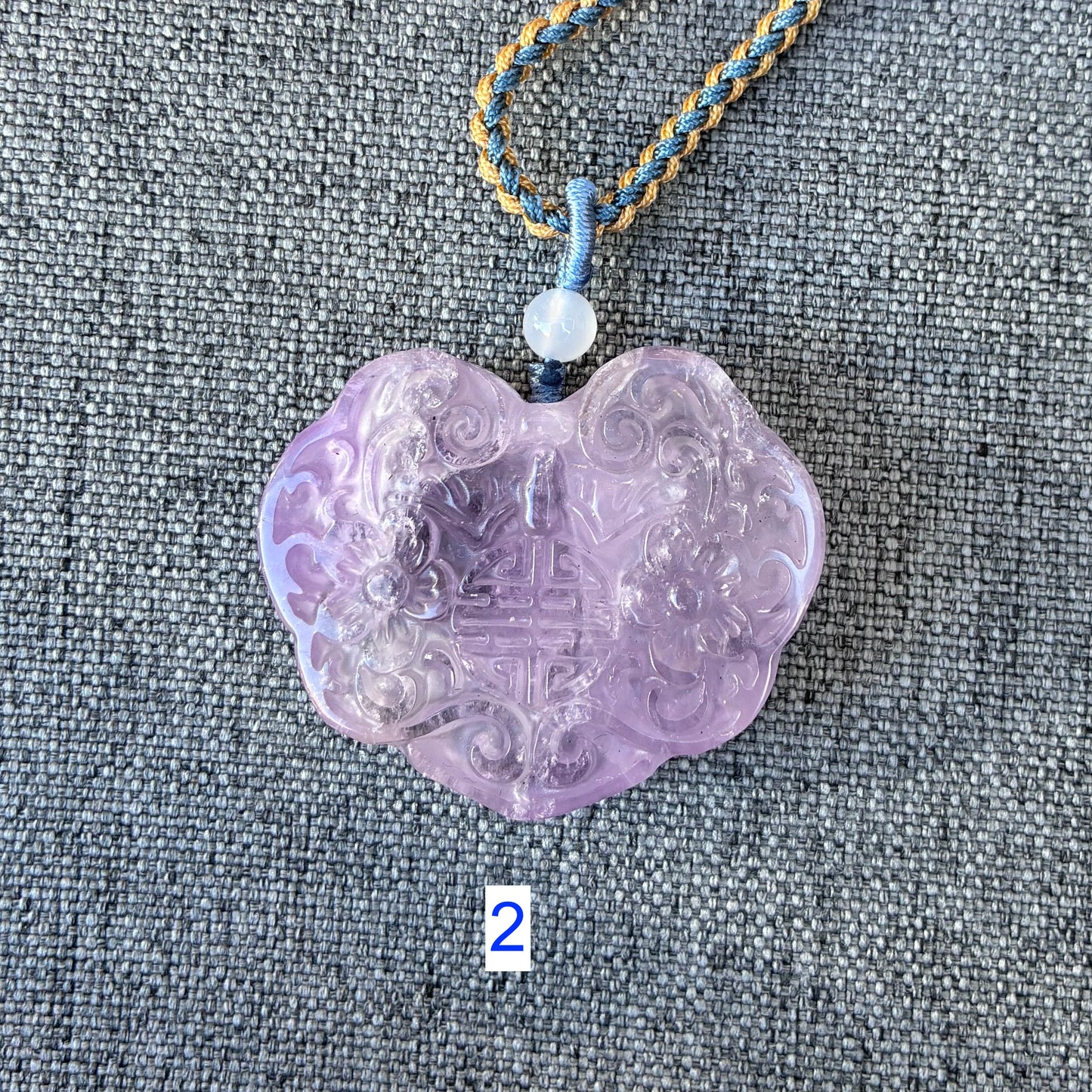 Purple Flora Lock Pendant Rope Necklace - Amethyst