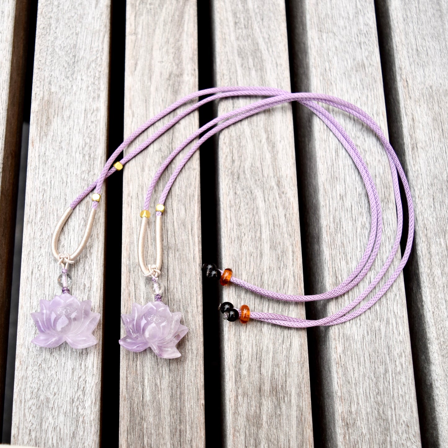 Amethyst Lotus Necklace - Lavender Purple Crystal
