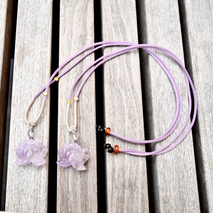 Amethyst Lotus Necklace - Lavender Purple Crystal