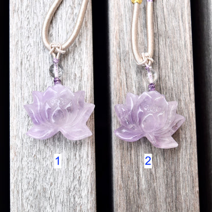 Amethyst Lotus Necklace - Lavender Purple Crystal
