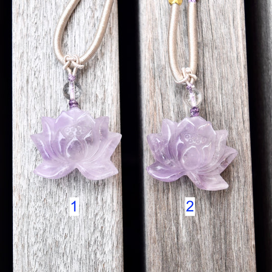 Amethyst Lotus Necklace - Lavender Purple Crystal