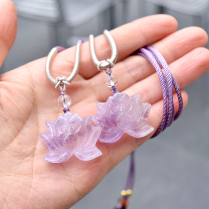 Amethyst Lotus Necklace - Lavender Purple Crystal