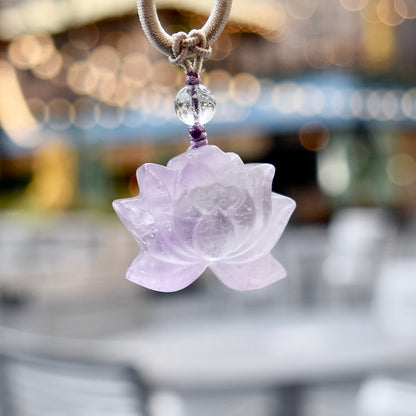 Amethyst Lotus Necklace - Lavender Purple Crystal