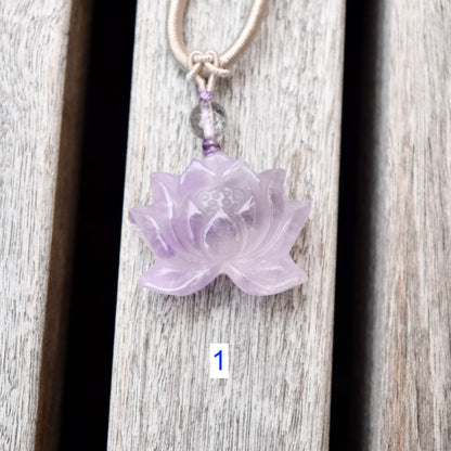 Amethyst Lotus Necklace - Lavender Purple Crystal