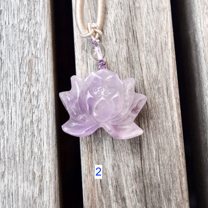 Amethyst Lotus Necklace - Lavender Purple Crystal