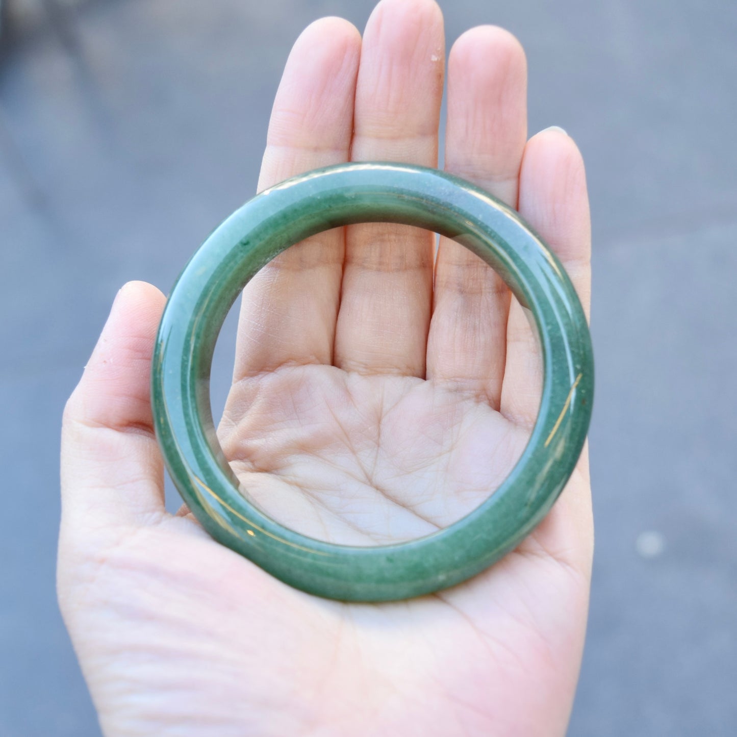 57.6 mm Green Aventurine Bangle - Quartz Jade Bangle Bracelet