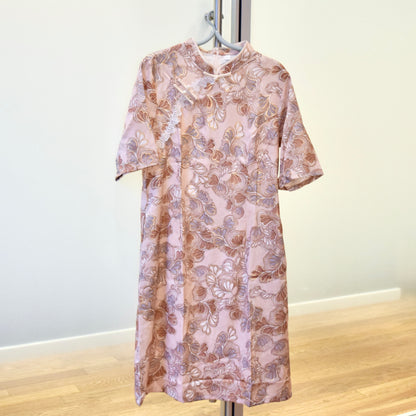 Beige Cashew Flower Qipao - A Line Dress