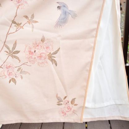 Beige Pink Bird Flowers Qipao Dress - Chinese Traditional Cheongsam