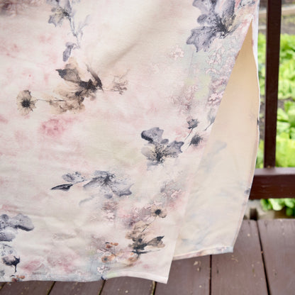 Beige Pink Flora Printed Qipao Long Dress - Chinese Traditional Cheongsam