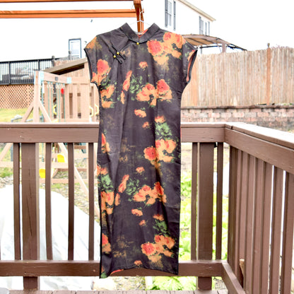 Black Flora Qipao Long Dress - Chinese Traditional Cheongsam