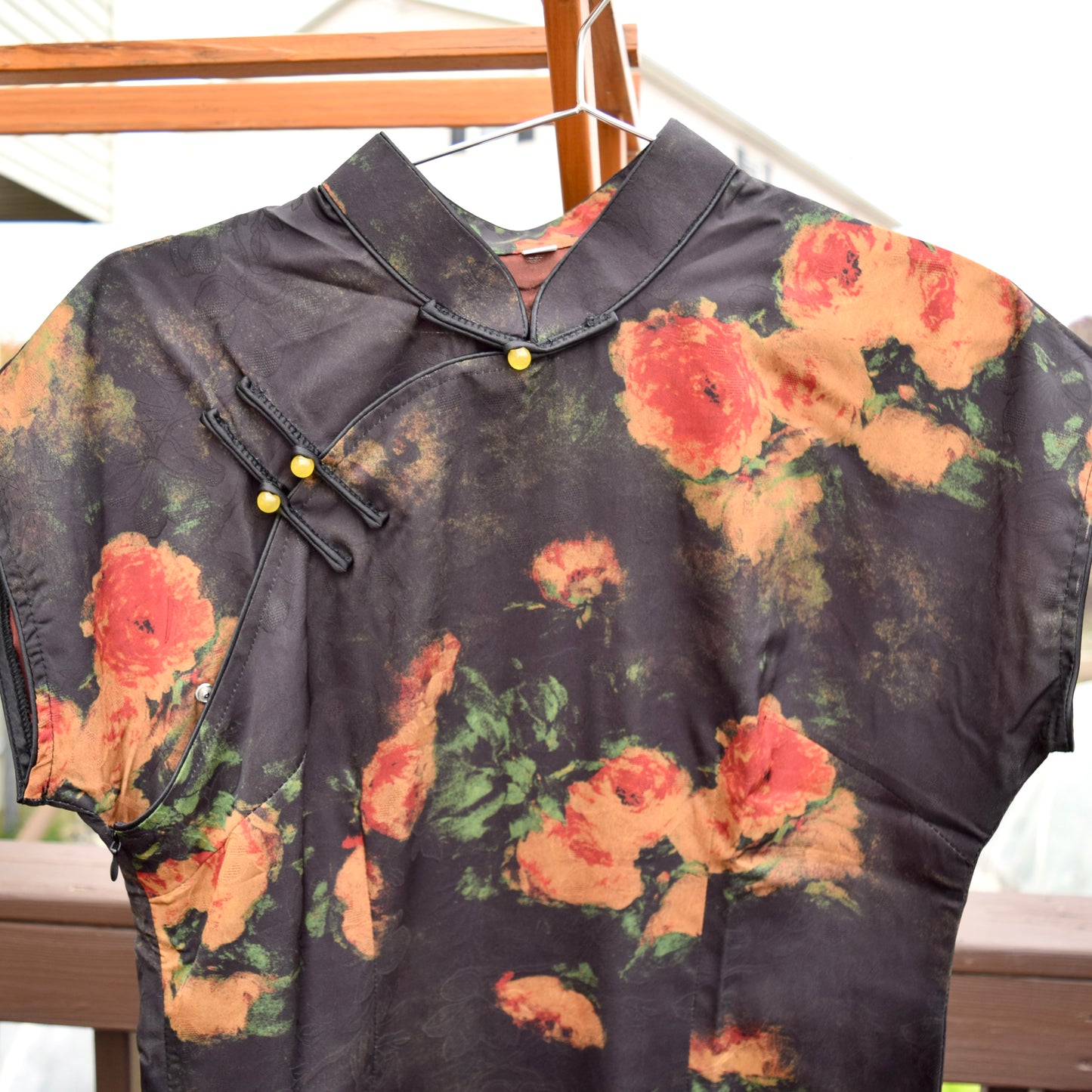 Black Flora Qipao Long Dress - Chinese Traditional Cheongsam