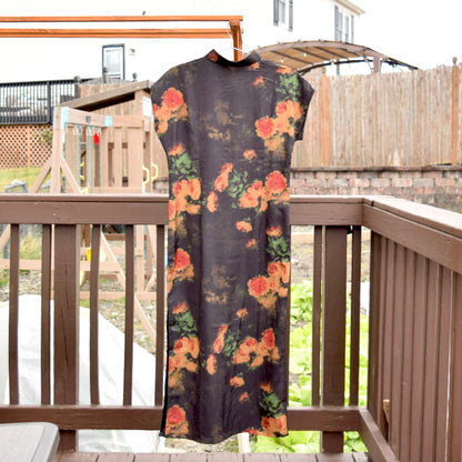 Black Flora Qipao Long Dress - Chinese Traditional Cheongsam