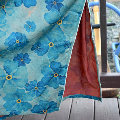 Blue Green Flower Printed Qipao Long Dress - Chinese Traditional Cheongsam