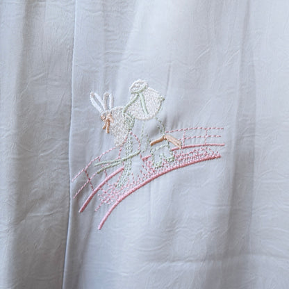 Blue Flora Rabbit Embroidered Qipao Sleeveless Dress - Chinese Cheongsam