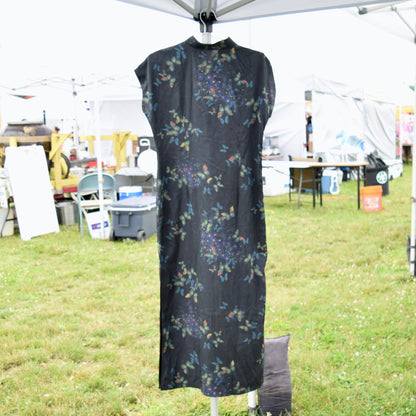 Black Butterfly Printed Qipao Long Dress - Chinese Traditional Cheongsam