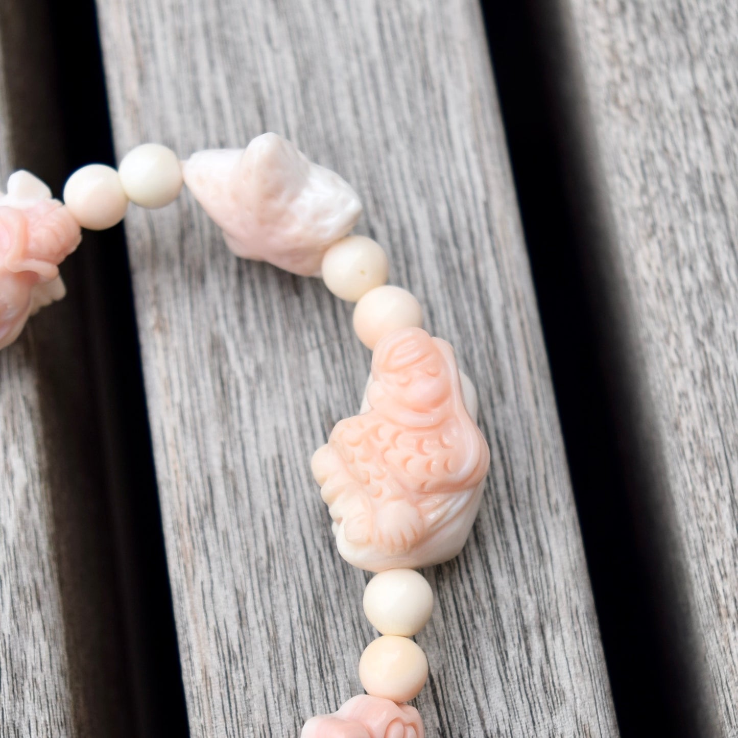4 Mermaid Charms Pink Queen Conch Shell Beaded Bracelet - Ocean Themed