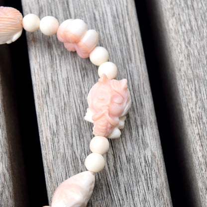 4 Mermaid Charms Pink Queen Conch Shell Beaded Bracelet - Ocean Themed