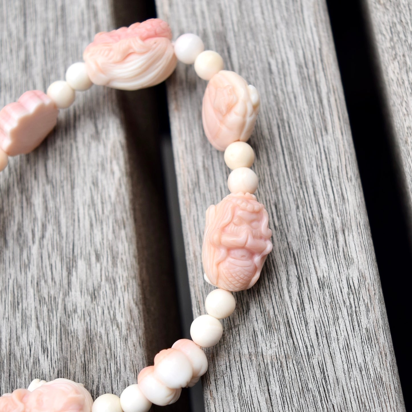 4 Mermaid Charms Pink Queen Conch Shell Beaded Bracelet - Ocean Themed