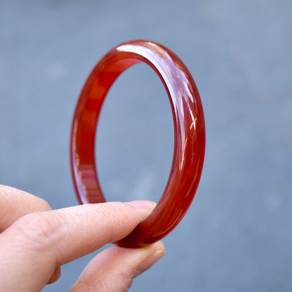54.8 mm Red Agate Bangle: Chinese Jade-like Stone