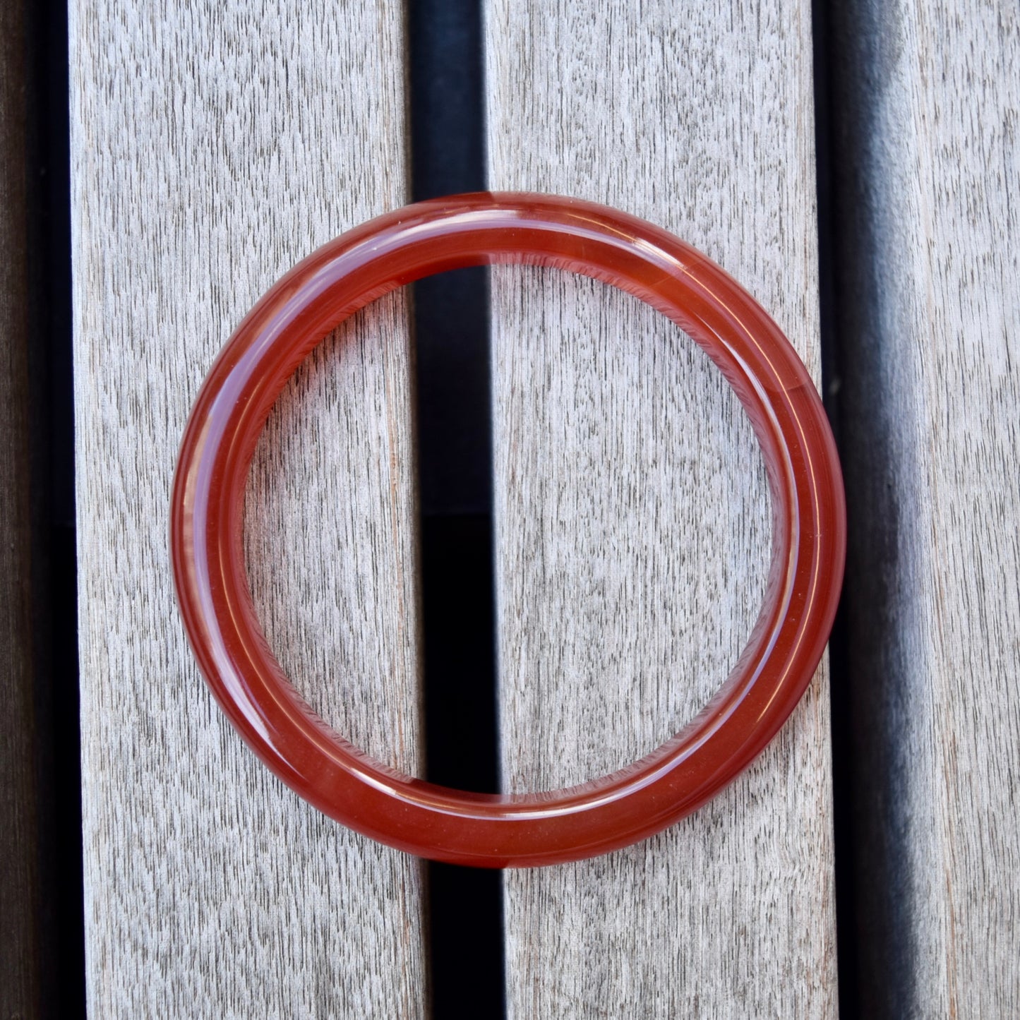 54.8 mm Red Agate Bangle: Chinese Jade-like Stone