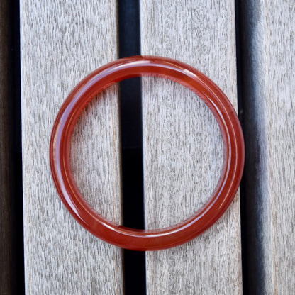 54.8 mm Red Agate Bangle: Chinese Jade-like Stone