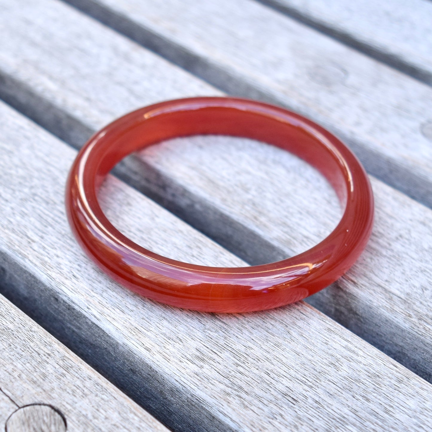 54.8 mm Red Agate Bangle: Chinese Jade-like Stone