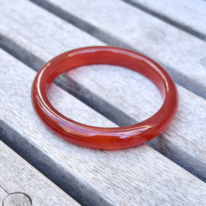 54.8 mm Red Agate Bangle: Chinese Jade-like Stone