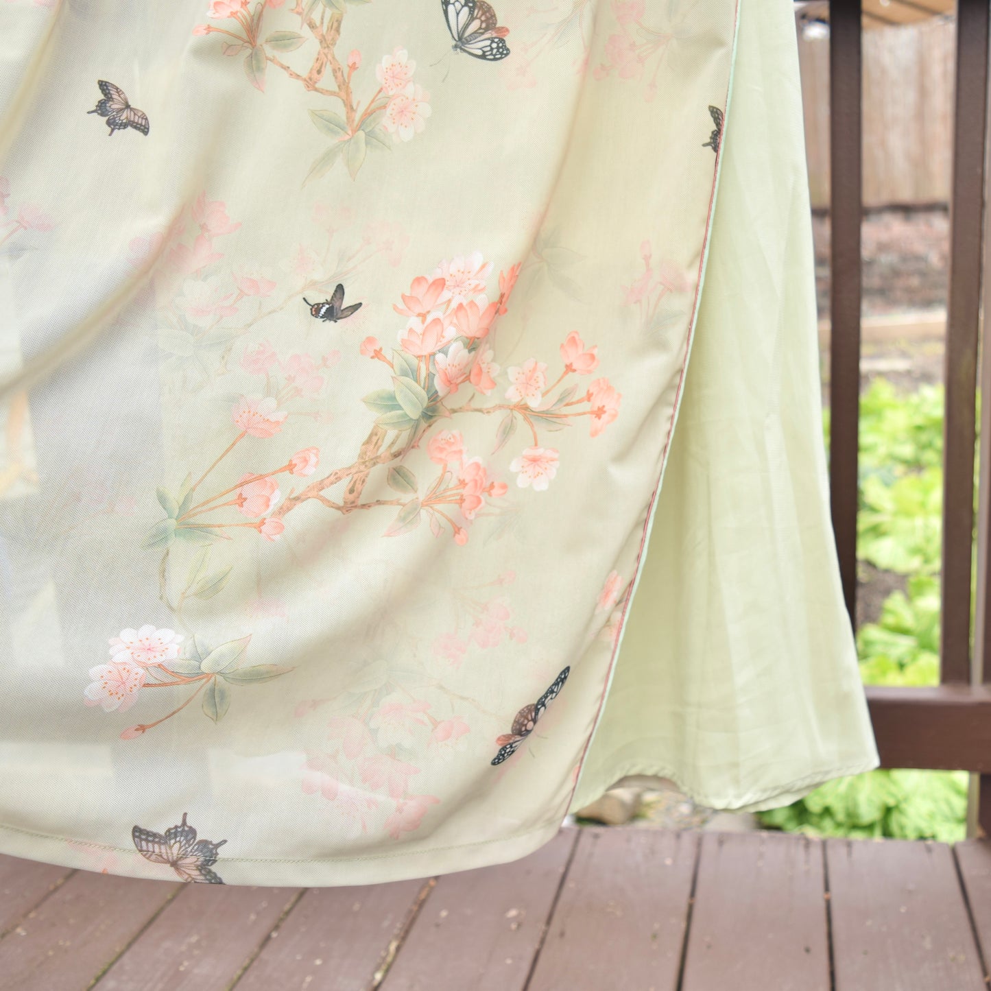 Green Butterfly Mesh Aodai Qipao Dress - Chinese Traditional Cheongsam