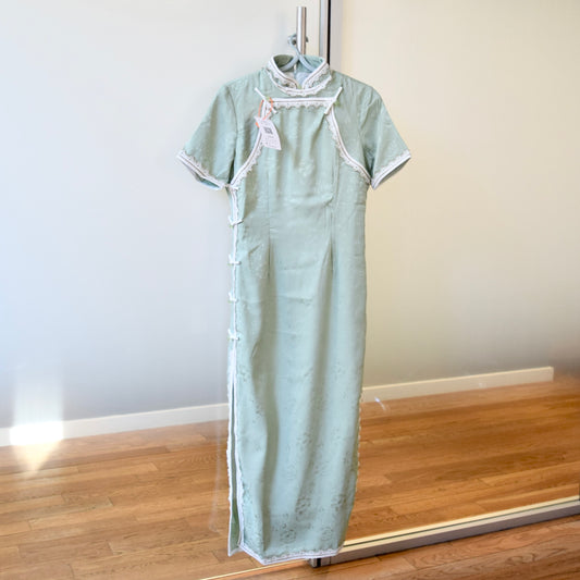 Green Flora White Lace Qipao - Chinese Traditional Cheongsam