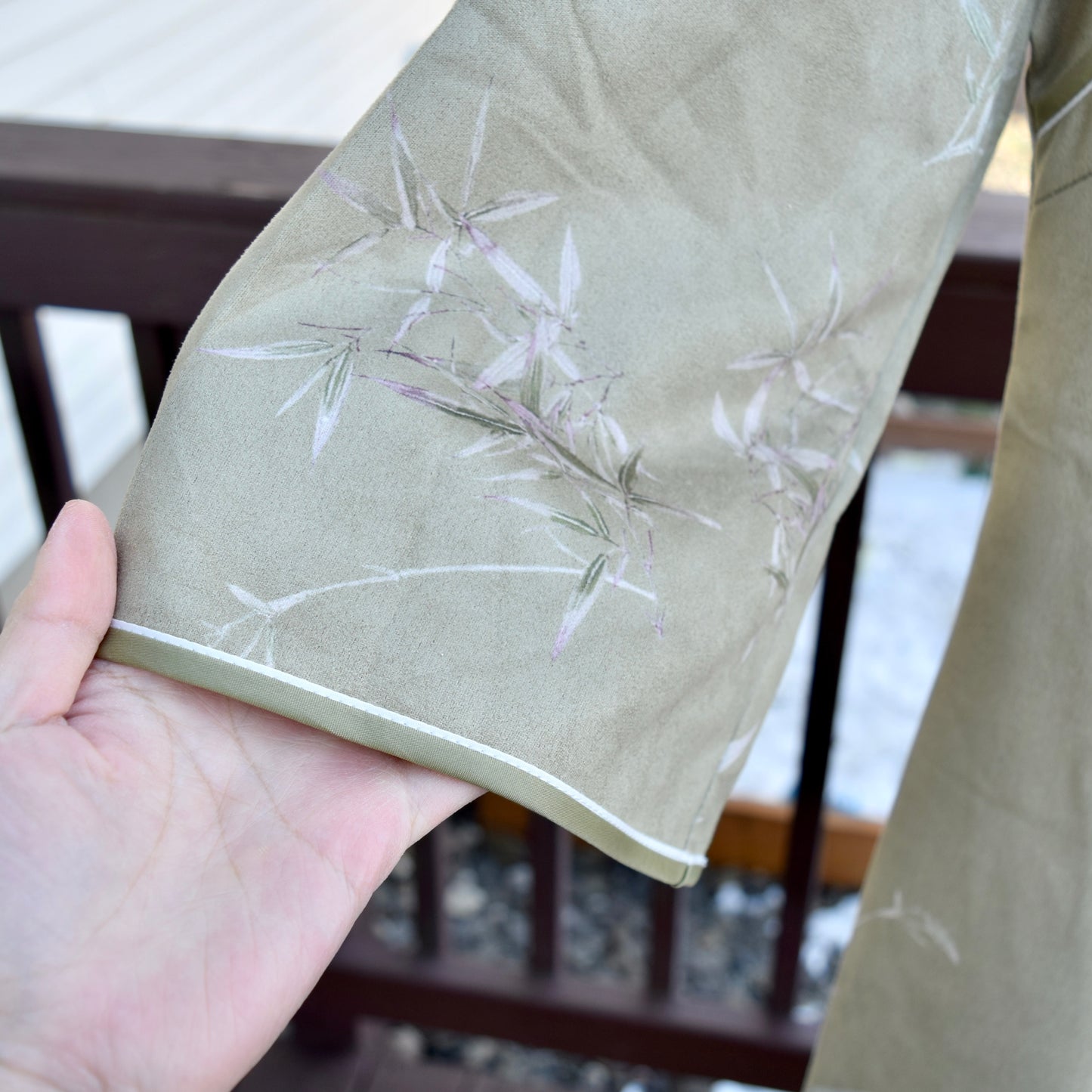 Green Bamboo Qipao Midi Faux Suedue Dress - Chinese Traditional Cheongsam