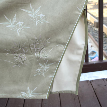 Green Bamboo Qipao Midi Faux Suedue Dress - Chinese Traditional Cheongsam