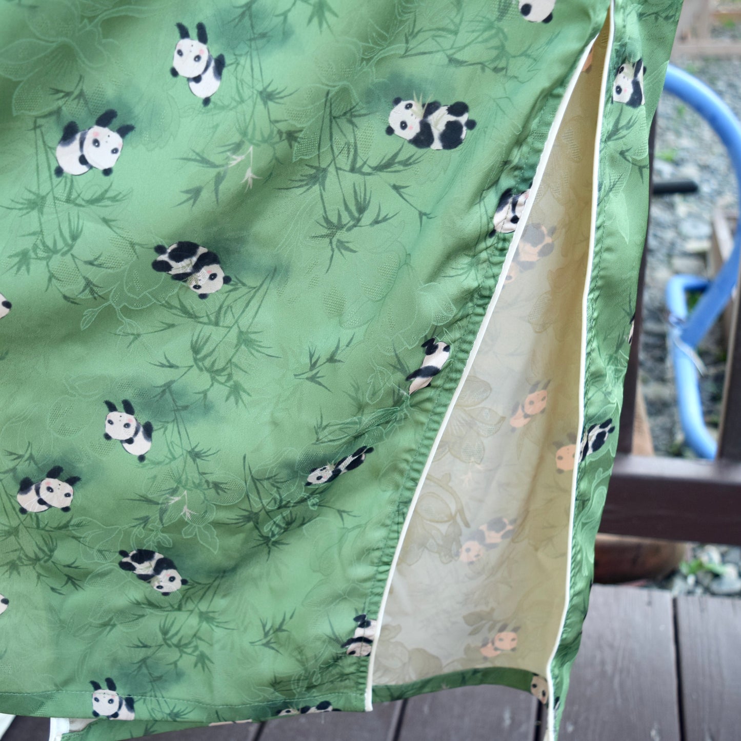 Green Panda Qipao Long Dress - Chinese Traditional Cheongsam