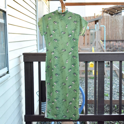 Green Panda Qipao Long Dress - Chinese Traditional Cheongsam