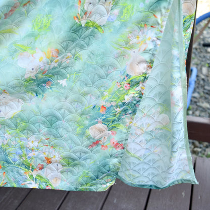 Green Rabbit Printed Qipao Long Dress - Chinese Traditional Cheongsam