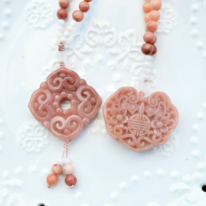 Ruyi Pendant Pendant Necklace - Pink jade