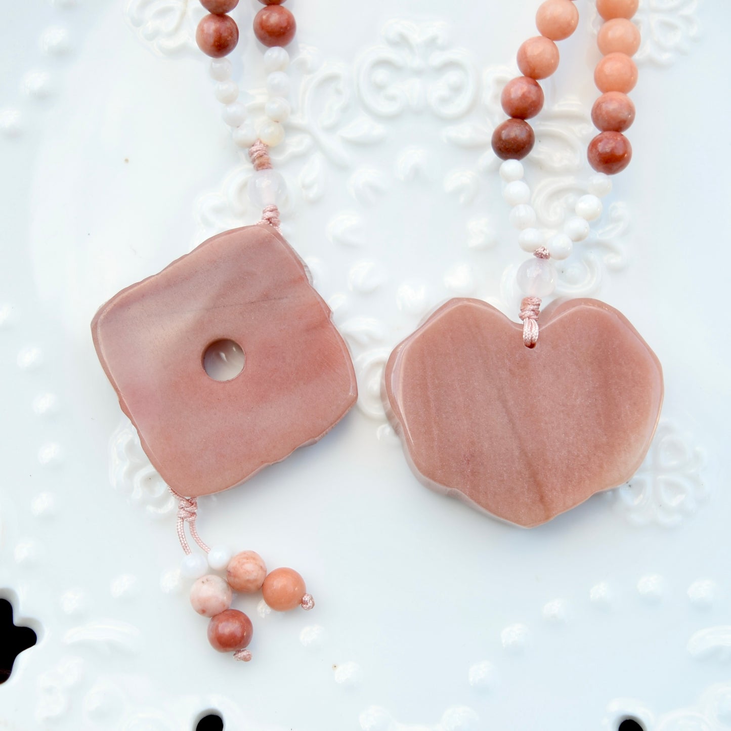 Ruyi Pendant Pendant Necklace - Pink jade