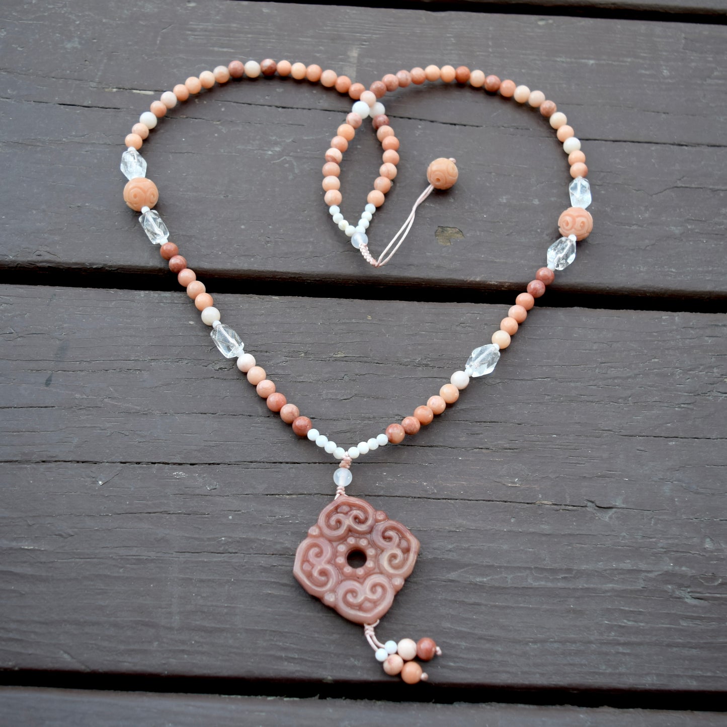 Ruyi Pendant Pendant Necklace - Pink jade