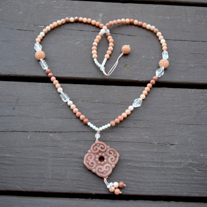 Ruyi Pendant Pendant Necklace - Pink jade