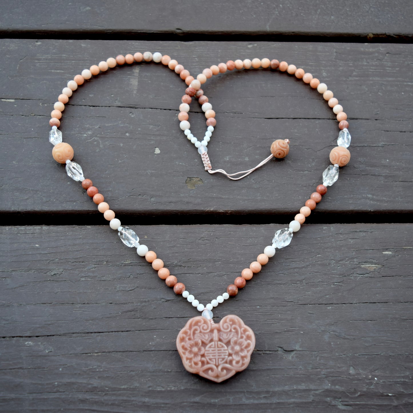 Ruyi Pendant Pendant Necklace - Pink jade