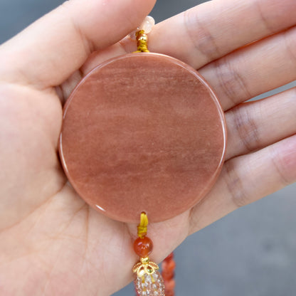 Magpies Plum Blossom Necklace - Orange Red Jade Stone Necklace