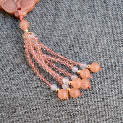 Orange Jade Butterfly Tassel Necklace - Moonstone Beaded