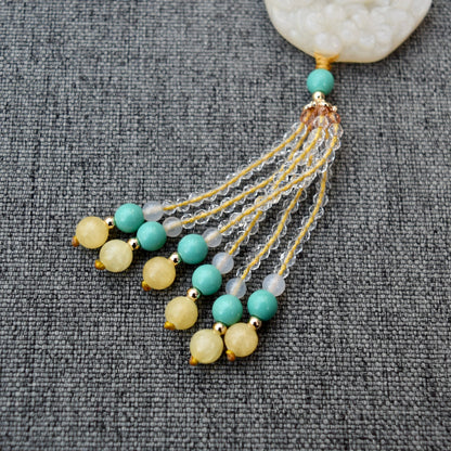 Jade Butterfly Flower Pendant Yellow Necklace