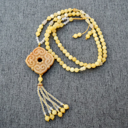 Yellow Ruyi Jade Pendant Necklace