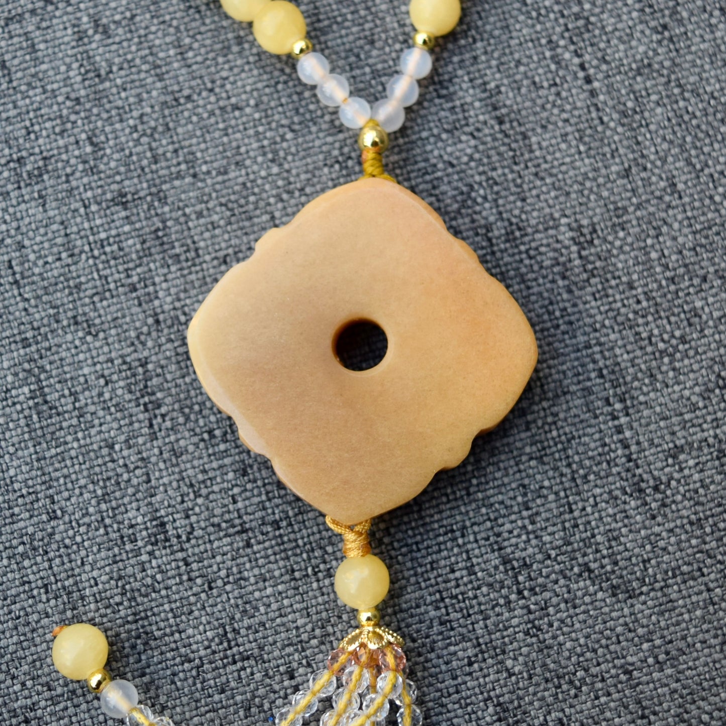 Yellow Ruyi Jade Pendant Necklace