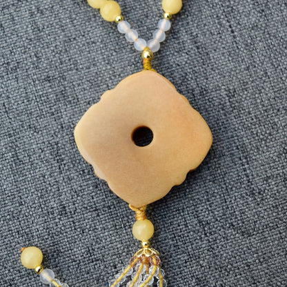 Yellow Ruyi Jade Pendant Necklace