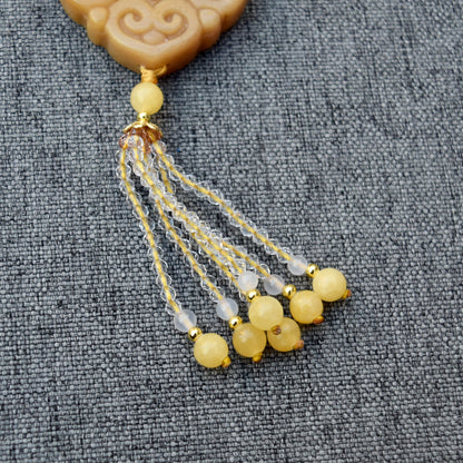 Yellow Ruyi Jade Pendant Necklace