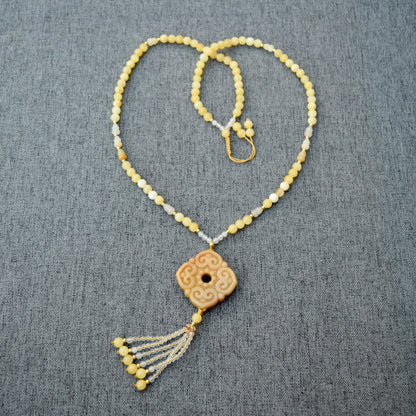 Yellow Ruyi Jade Pendant Necklace