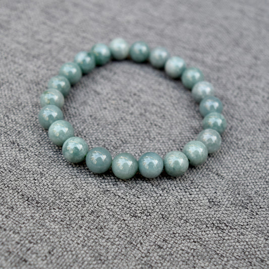 Green Jadeite Beaded Bracelet - Natural Jade